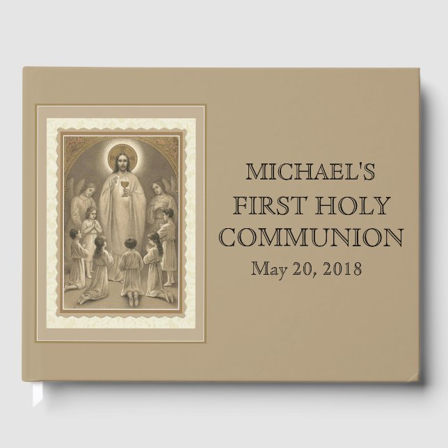 Jesus First Heilige Kommunion Engel Traditionelle Gästebuch (Vorderseite)