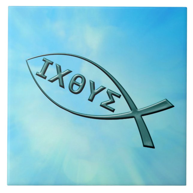 Jesus Fisch - Christliche Fische Fliese (Vorderseite)