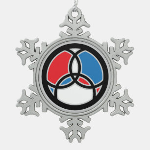 Jesus-Fisch-Dreifaltigkeits-Buntglas - RWB Schneeflocken Zinn-Ornament