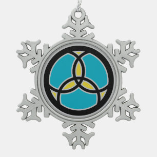 Jesus-Fisch-Dreifaltigkeits-Buntglas Schneeflocken Zinn-Ornament