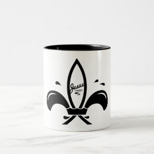 Jesus-Fisch Fleur De Lis Zweifarbige Tasse