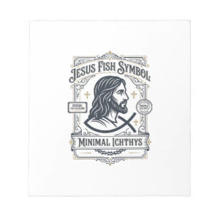Jesus-Fisch-Symbol Minimal Ichthys Jesus-Fisch Min Notizblock