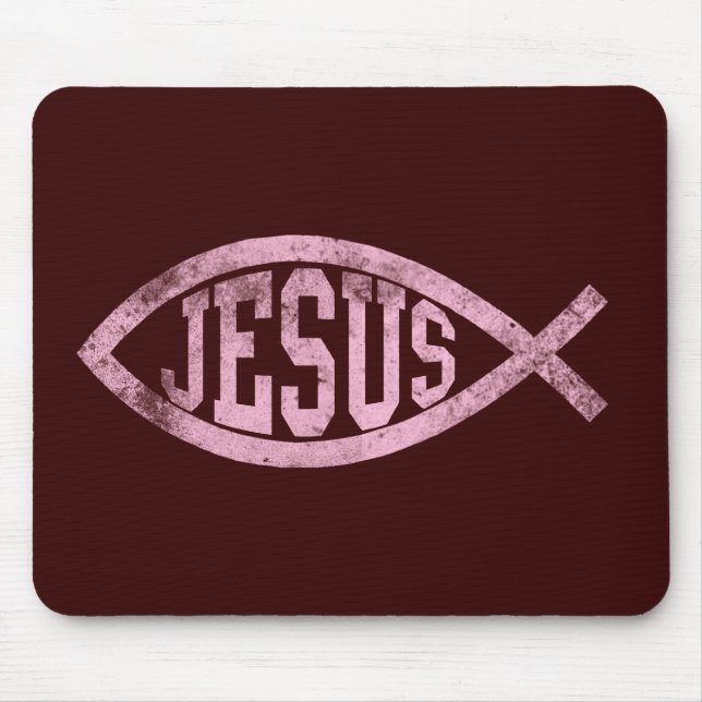 Jesus-Fische Ichthys christliches katholisches Mousepad (Vorne)