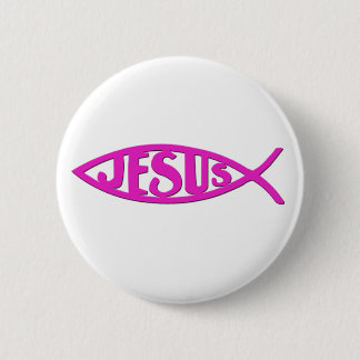 Jesus-Fische (Knopf-Rosa) Button