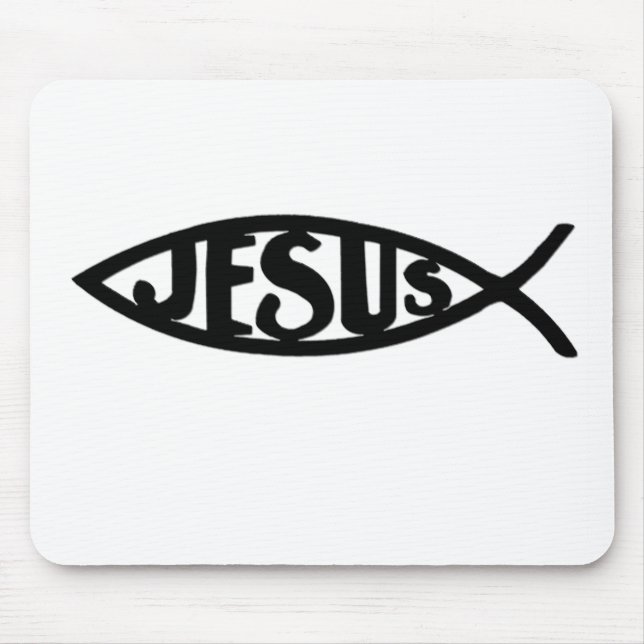 Jesus-Fische (Mausunterlage-Schwarzes) Mousepad (Vorne)