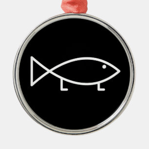 Jesus-Fische mit den Beinen - Verzierung Ornament Aus Metall