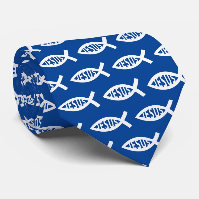 Jesus Fish Christlich ichthys Symbol Neck Tie Krawatte (Gerollt)