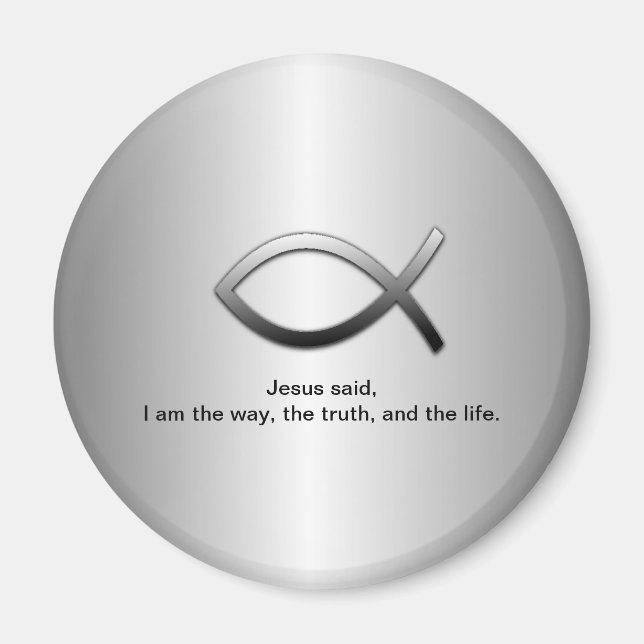 Jesus Fish Christliche Schrift Johannes 14:6 Magnet (Vorne)