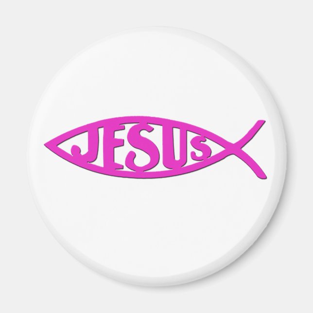 Jesus Fish (Magnet Pink) Magnet (Vorne)