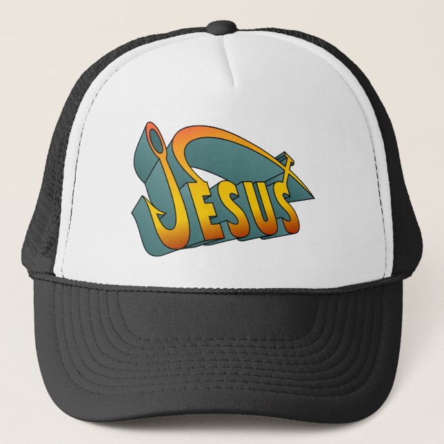 Jesus Fish Nail Truckerkappe (Vorderseite)