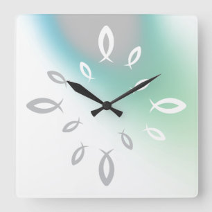 Jesus Fish Quadratische Wanduhr