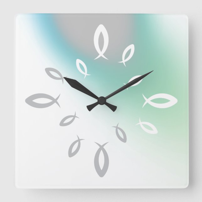 Jesus Fish Quadratische Wanduhr (Vorderseite)