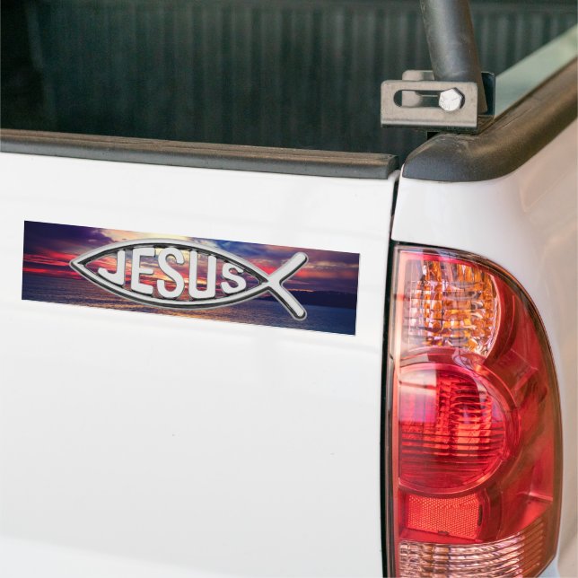 Jesus Fish schöner Sonnenuntergang Autoaufkleber (Auf Lkw)