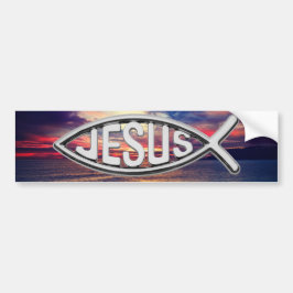 Jesus Fish schöner Sonnenuntergang Autoaufkleber