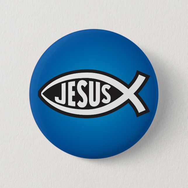 Jesus Fish Secret Symbol Ichthys Bildschirms Maced Button (Vorderseite)