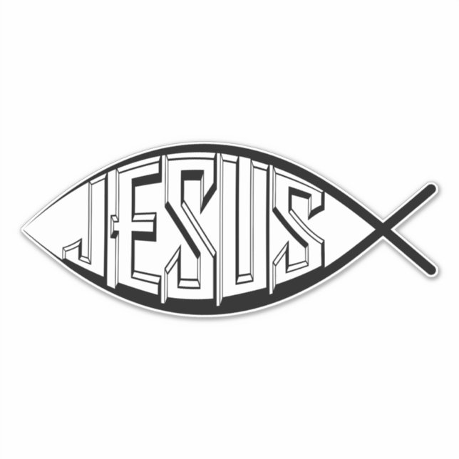 JESUS FISH SYMBOL BIG DECAL STICKERS AUFKLEBER (Vorderseite)