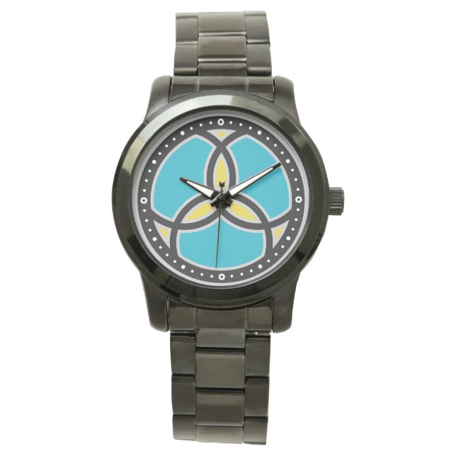 Jesus Fish Trinity Glass Logo - aquamarin Armbanduhr (Vorderseite)