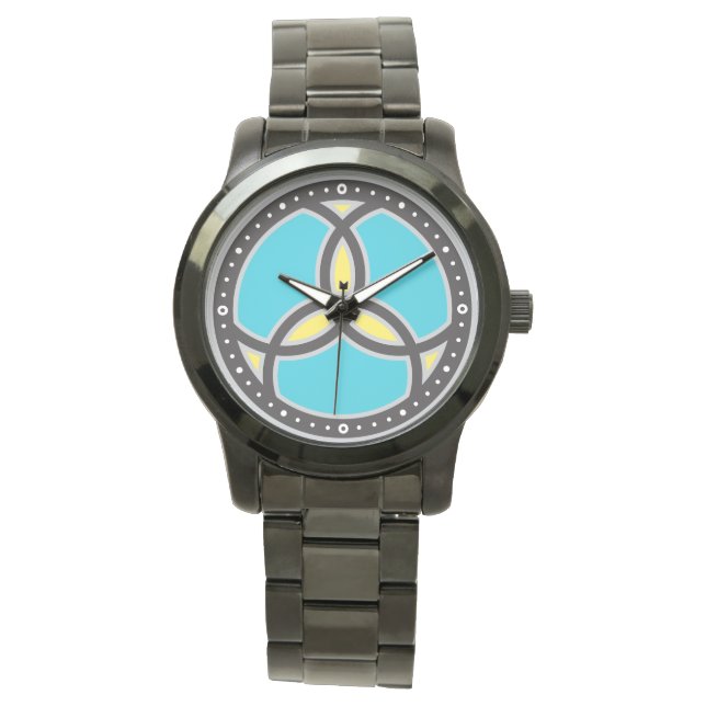 Jesus Fish Trinity Glass Logo Armbanduhr (Vorderseite)