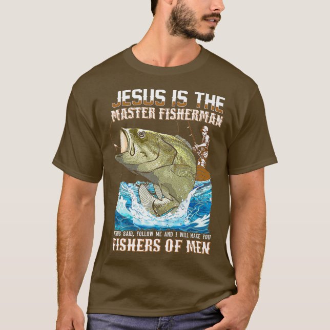 Jesus Fisher Men Bible verse Fishing Papa T-Shirt (Vorderseite)
