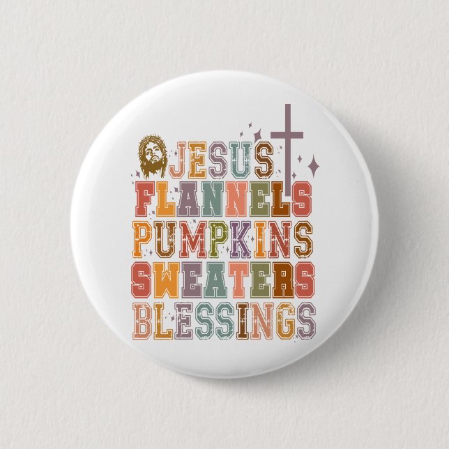 Jesus Flannels Pumpkins Sweaters Segnungen Button (Vorderseite)