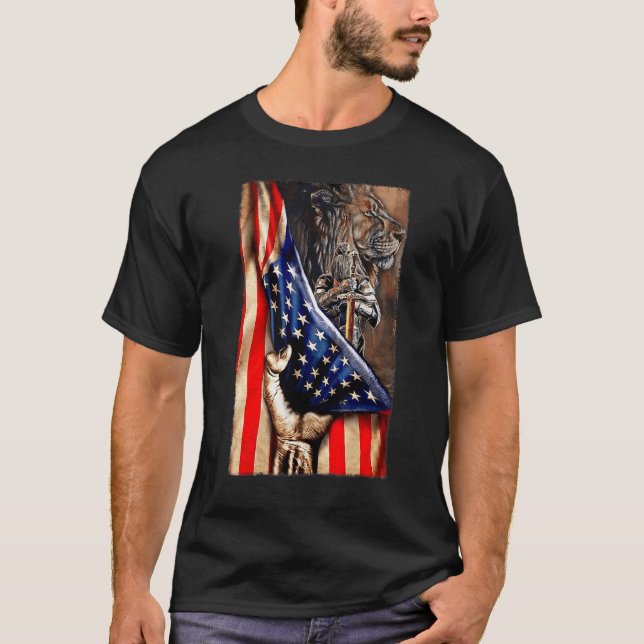 Jesus Frau Kriegerin Christi Löwe Gott Juda Ameri T-Shirt (Vorderseite)