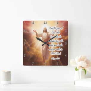 Jesus: Frieden, Verständigung, Philippinen Quadratische Wanduhr