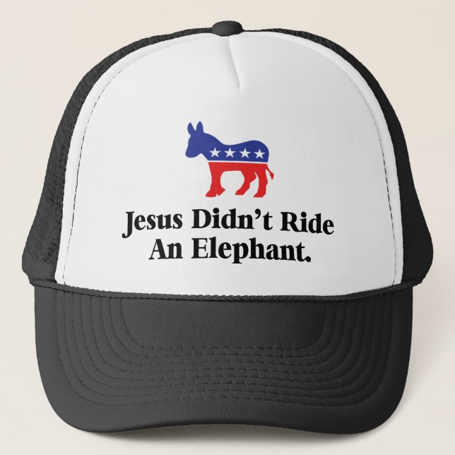 Jesus fuhr nicht mit einem Elefanten - demokratisc Truckerkappe (Vorderseite)