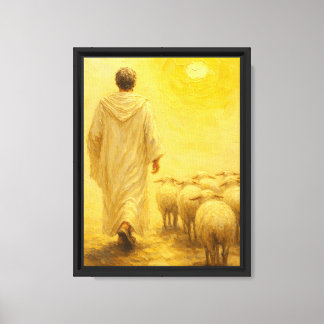 Jesus führt Schafe zum Licht Kunst Leinwanddruck