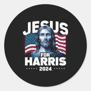 Jesus für Harris Kamala 2024 Runder Aufkleber