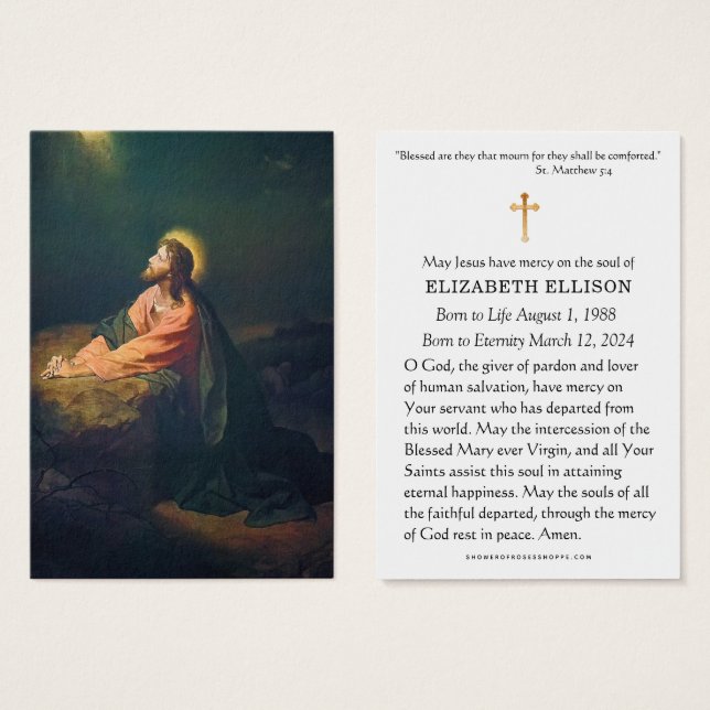 Jesus Garden von Gethsemane Beerdigung Gebet Card (Vorne & Hinten)