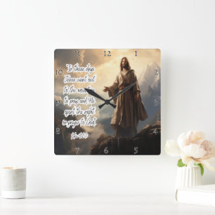 Jesus: Gebet, Berg, Luke 6:12 Quadratische Wanduhr