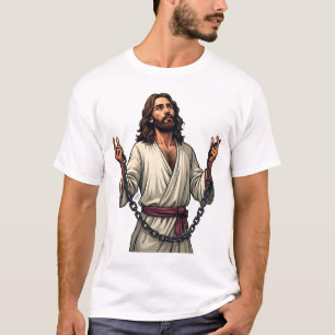 Jesus Gebrochene Ketten Vintage Gravur T-Shirt