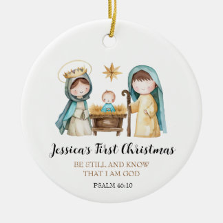 Jesus Geburtsszene Bibelvers erstes Weihnachten Keramik Ornament