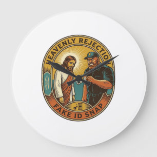 Jesus gefälschter Ausweis beschlagnahmt wütender T Große Wanduhr