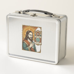 Jesus gefälschtes verifiziertes Häkchen Betrug Tro Metall Brotdose