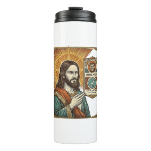 Jesus gefälschtes verifiziertes Häkchen Betrug Tro Thermosbecher
