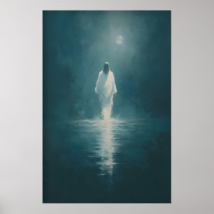 Jesus geht auf dem Wasser, Christliche Wandkunst Poster