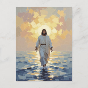 Jesus geht auf dem Wasser Öl-Kunst-Postkarte – Gla Postkarte