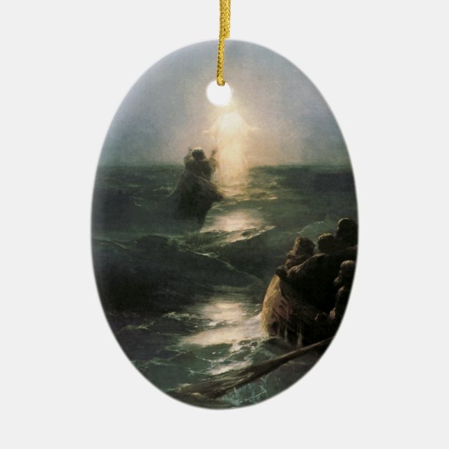 Jesus geht auf den stürmischen Meeren spazieren Keramik Ornament (Vorne)