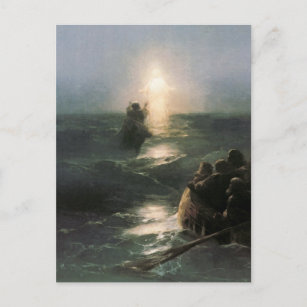 Jesus geht auf den stürmischen Meeren spazieren Postkarte