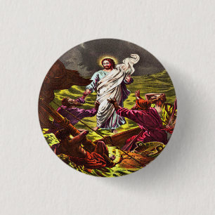 Jesus geht auf Wasserknopf Button