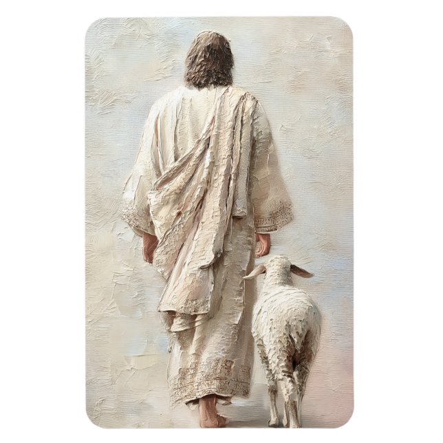 Jesus geht mit dem Lamm Magnet (Vertikal)