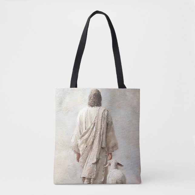 Jesus geht mit dem Lamm Tasche (Vorderseite)