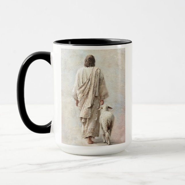 Jesus geht mit dem Lamm Tasse (Links)