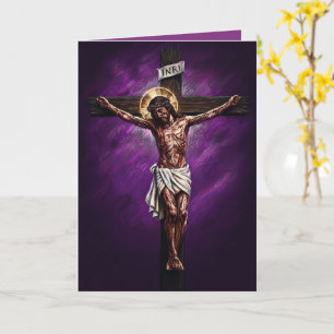Jesus gekreuzigt Gesegnete Osterkarte Lila Karte