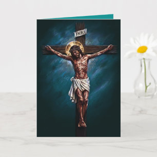 Jesus gekreuzigt Gesegnete Osterkarte Teal Karte