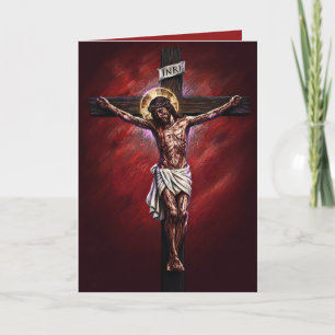 Jesus gekreuzigt Gesegnete Ostern Karte Rot