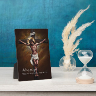 Jesus gekreuzigt starb für uns wegen unserer Sünde Fotoplatte