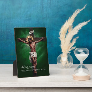 Jesus gekreuzigt starb für uns wegen unserer Sünde Fotoplatte