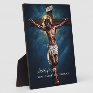 Jesus gekreuzigt starb für uns wegen unserer Sünde Fotoplatte